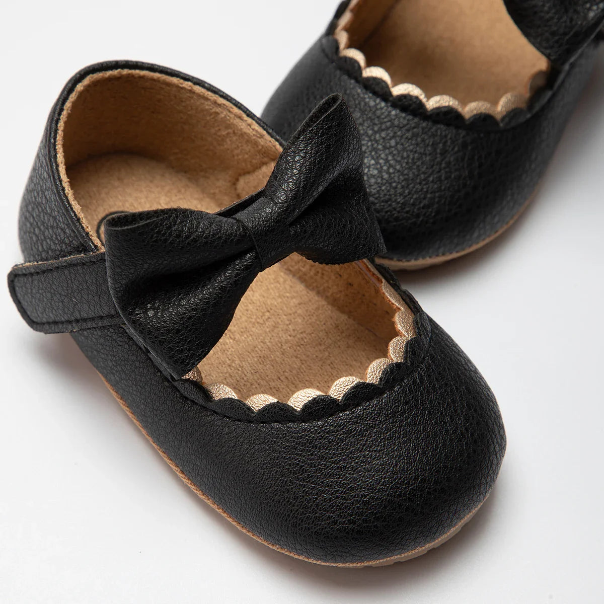 KIDSUN Baby Casual Shoes Infant Toddler Bowknot Non-slip Rubber Soft-Sole Flat PU First Walker Newborn Bow Decor Mary Janes