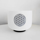 KVKA 432Hz 14 Inch C Note black Or White Bowl Chakra Frosted Quartz Crystal Singing Bowl With Flower of Life with Free Mallet