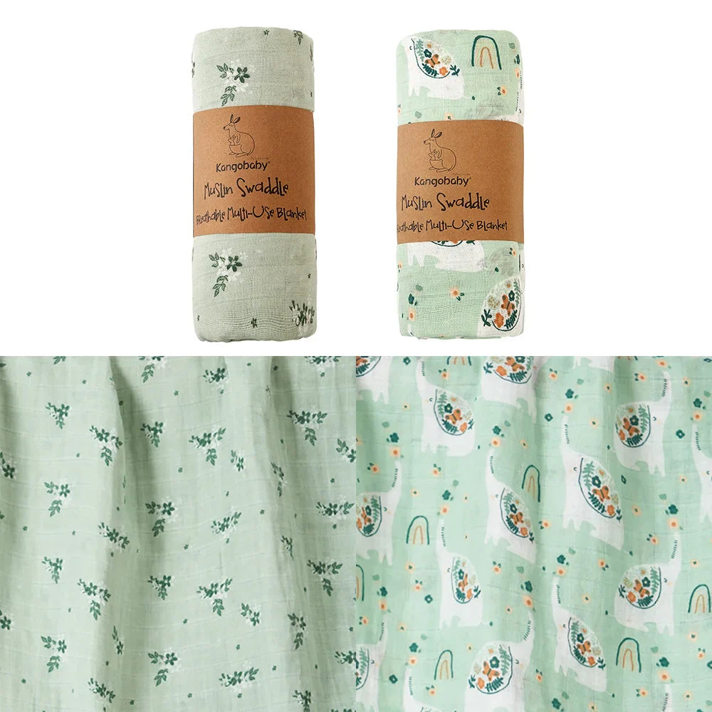 Kangobaby #My Soft Life# All Season Muslin Swaddle Blanket Newborn Bath Towel Multi Designs Functions Baby Wrap Infant Quilt