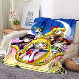 Kawaii Cartoon S-Sailor Moon Printed Blanket for Beds Sofas Warm Soft Blanket Bed Children Girls Birthday Gift