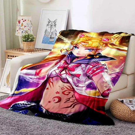 Kawaii Cartoon S-Sailor Moon Printed Blanket for Beds Sofas Warm Soft Blanket Bed Children Girls Birthday Gift