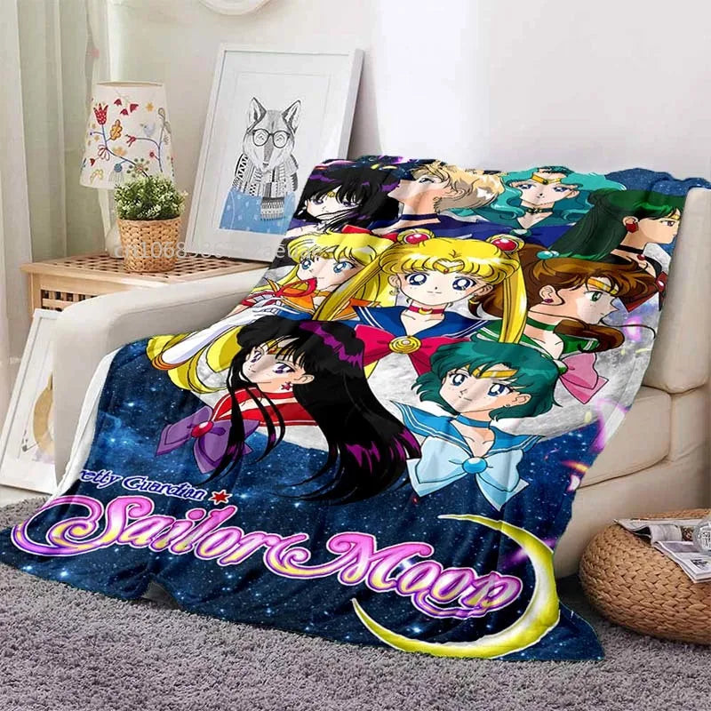 Kawaii Cartoon S-Sailor Moon Printed Blanket for Beds Sofas Warm Soft Blanket Bed Children Girls Birthday Gift