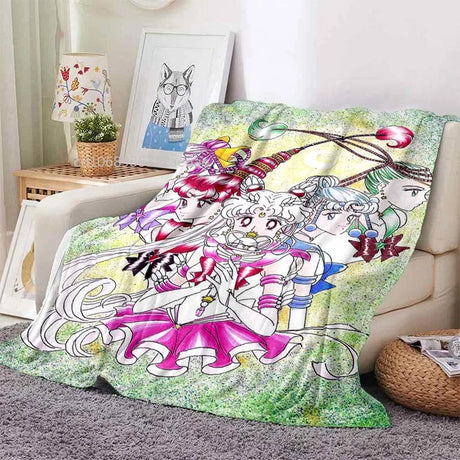 Kawaii Cartoon S-Sailor Moon Printed Blanket for Beds Sofas Warm Soft Blanket Bed Children Girls Birthday Gift