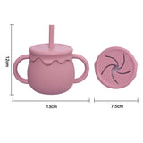 Kawaii Children's Silicone Learning Drinking Cup Baby Snack Cup Two-in-One Honey Jar Food Storage Newborn Accessories