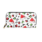 Kawaii Christmas Hat And Leopard Pattern Wallet, Clutch Zipper Around Coin Purse, Classic Christmas Gift Purse