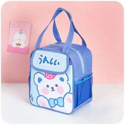 Kawaii Lunch Bag Women Cute Bear Picnic Travel Thermal Breakfast Box Girls School Child Convenient Lunch Box Tote Food Bags 118