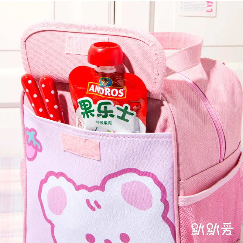 Kawaii Lunch Bag Women Cute Bear Picnic Travel Thermal Breakfast Box Girls School Child Convenient Lunch Box Tote Food Bags 118