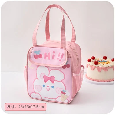 Kawaii Lunch Bag Women Cute Bear Picnic Travel Thermal Breakfast Box Girls School Child Convenient Lunch Box Tote Food Bags 118