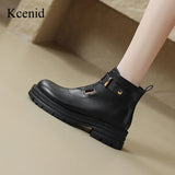 Kcenid Women`s Boots Round Toe Belt Buckle Fashion Winter Leisure Square Heel Platform Boots New Styles 2024 Ladies Party Shoes