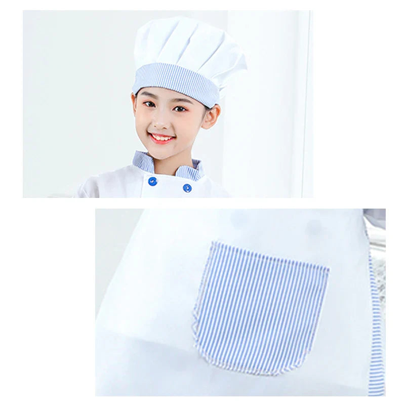 Kid Costume for Chef Uniform Jacket Hat Aprone Children Cosplay Kitchen Restaurant Clothes Performan0 ce Boys Girls Cook Costume