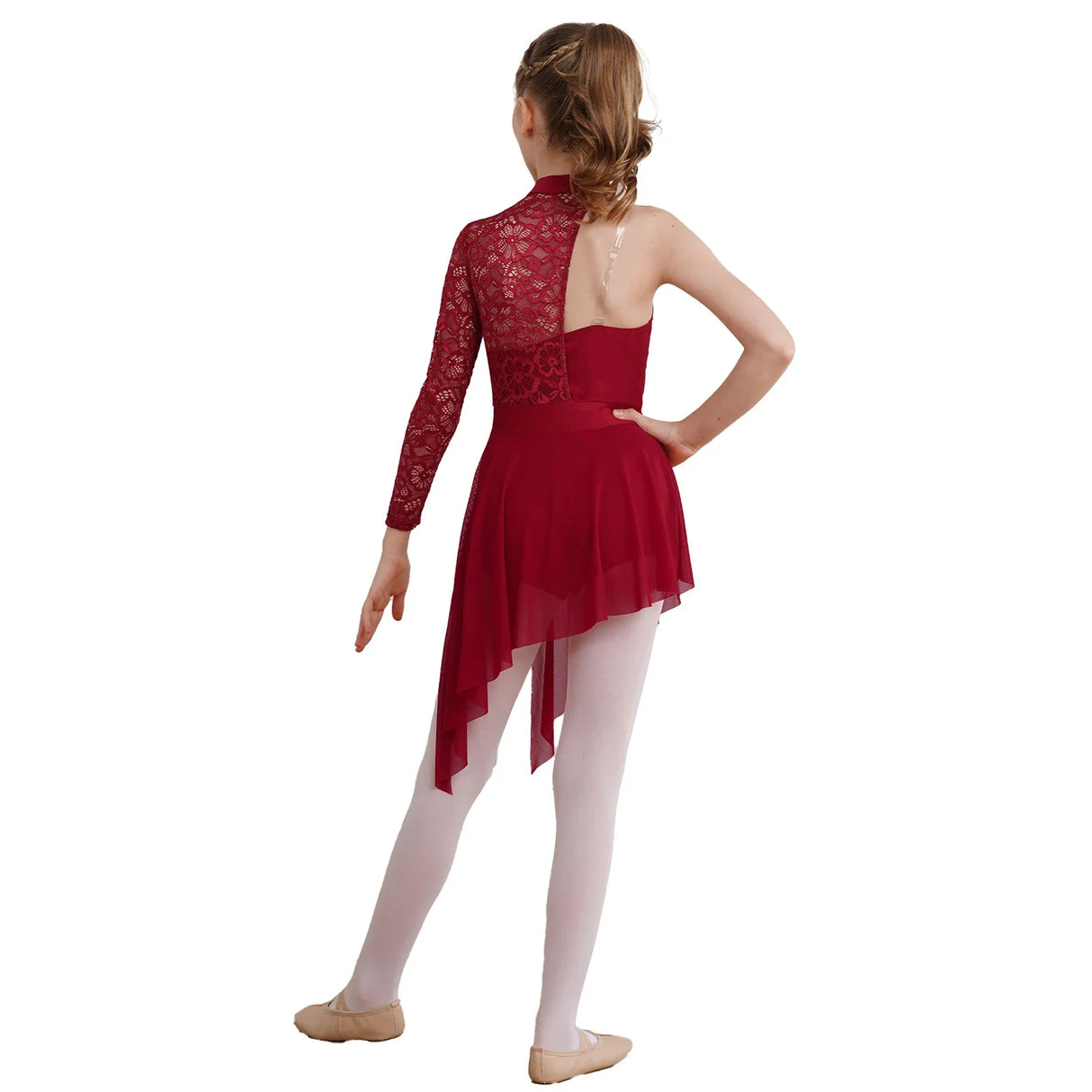 Kid Girls Modern Lyrical Dance Dress Figure Skating Dancewear Long Sleeve Ballet Gymnastics Leotard Latin Jazz Cha-cha Dancewear