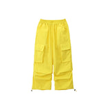 Kid Hip Hop Clothing Crop Top Streetwear Dopamine Tactical Yellow Cargo Pants For Girl Jazz Dance Costume Clothes New