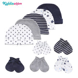 Kiddiezoom 10Pcs/lot Newborn Cap+Gloves Set Baby Boy Clothes Accesories 100% Cotton Beanies Hospital Hat and Mittens Suit 0-6M