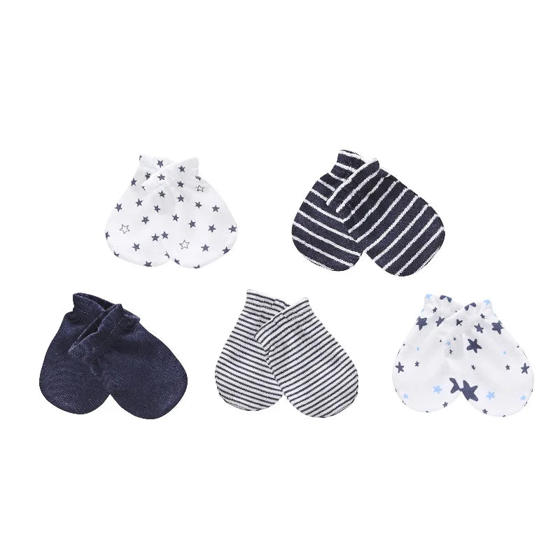 Kiddiezoom 10Pcs/lot Newborn Cap+Gloves Set Baby Boy Clothes Accesories 100% Cotton Beanies Hospital Hat and Mittens Suit 0-6M