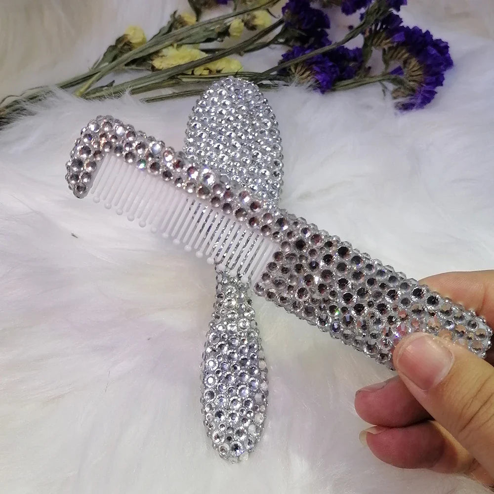 Kids Baby Girl Brush wool Comb Crystal Rhinestones Pearl Bling Hair Care Curler Infant Christening Gift Sparkly Head Massager