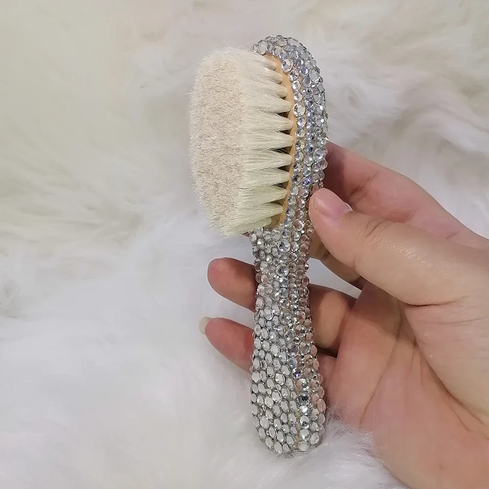 Kids Baby Girl Brush wool Comb Crystal Rhinestones Pearl Bling Hair Care Curler Infant Christening Gift Sparkly Head Massager