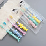 Kids Baby Soft-bristled Toothbrush for Bamboo Charcoal Short Handle Children's Cute Rabbit Bear Design Teeth Care 4Pcs/Set