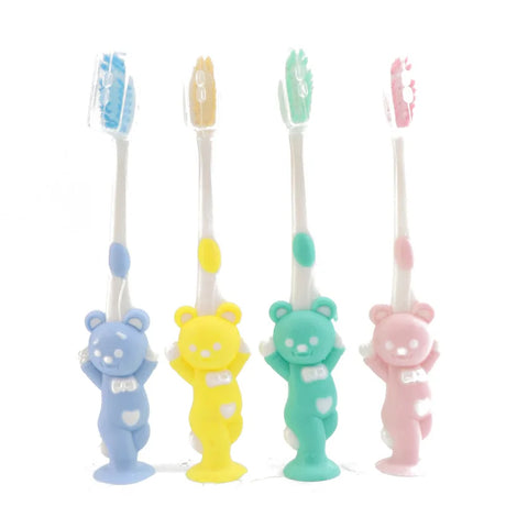 Kids Baby Soft-bristled Toothbrush for Bamboo Charcoal Short Handle Children's Cute Rabbit Bear Design Teeth Care 4Pcs/Set