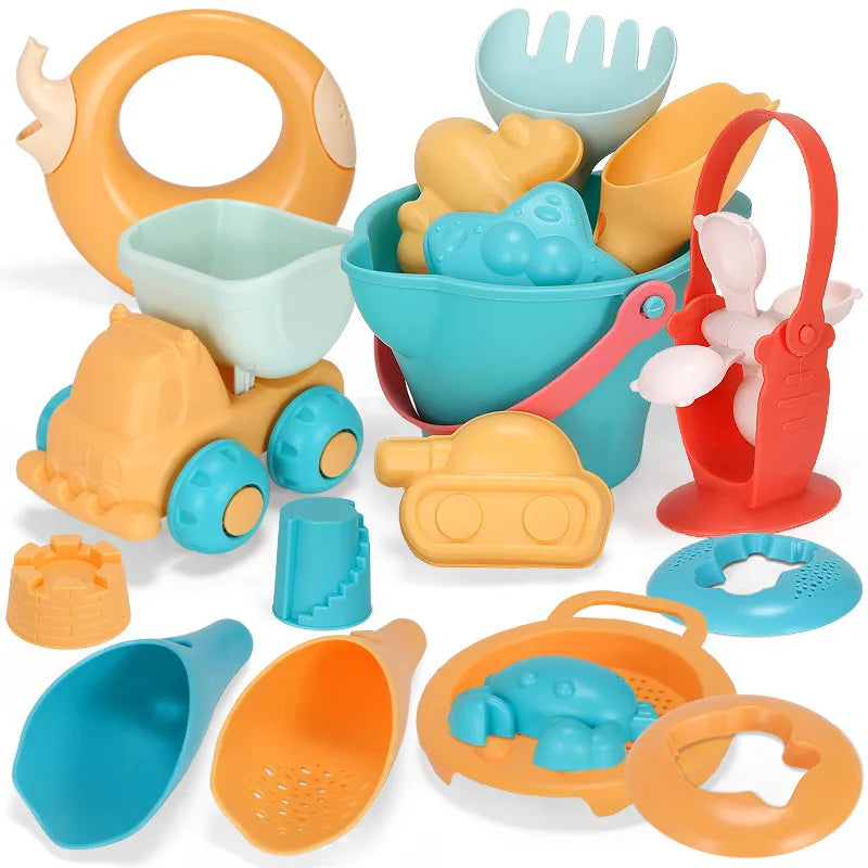 Kids Beach Toy Sandbox Set Outdoor Sand Soft Silicone Sand Digging Tools Beach Game Summer Water Bathroom Toys Gift For Children