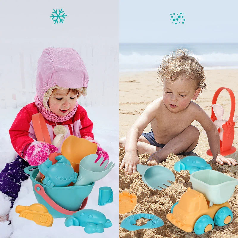 Kids Beach Toy Sandbox Set Outdoor Sand Soft Silicone Sand Digging Tools Beach Game Summer Water Bathroom Toys Gift For Children