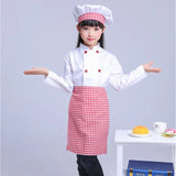 Kids Chef Jackets Kitchen Roleplay Uniform Cook Hat Restaurant Cosplay Costumes Halloween Children Waiter Waitress Clothing Sets