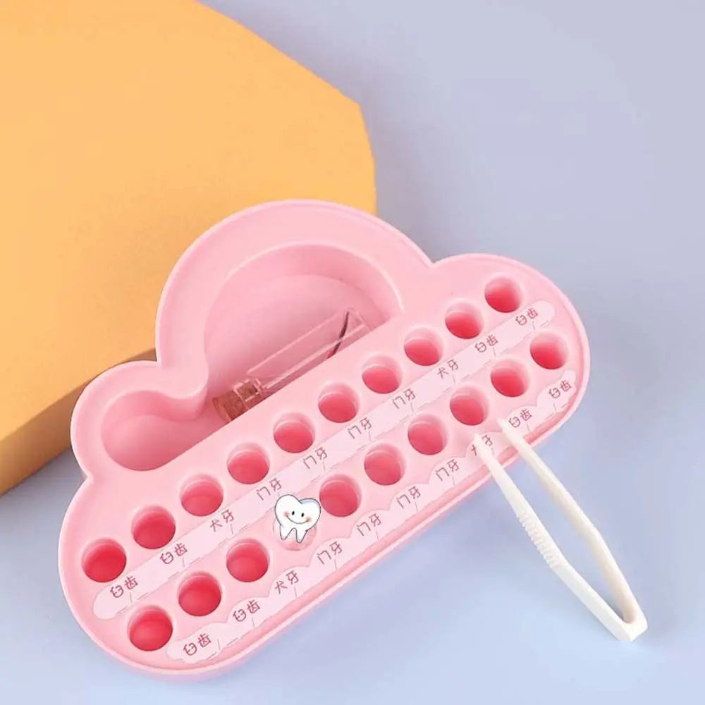 Kids Chinese Text Tooth Storage Holder Cloud Shaped Milk Teeth Case Baby Tooth Box Tooth Storage Box Lanugo Bottle