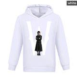 Kids Full Sleeve Top Spring Autumn Wednesday Addams Family Sweatshirts Boys Hoodies Pullover Sport Costumes Girls Casual Outwear