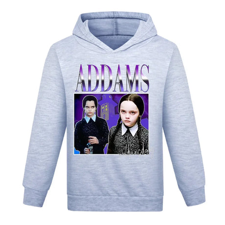 Kids Full Sleeve Top Spring Autumn Wednesday Addams Family Sweatshirts Boys Hoodies Pullover Sport Costumes Girls Casual Outwear