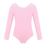 Kids Girls Ballet Leotards Gymnastics Costume Long Sleeve Solid Color Dance Leotard Bodysuit Ballet Dress Dance Training Wear