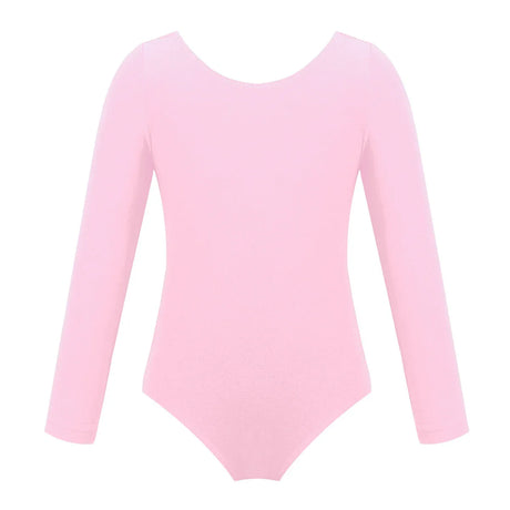 Kids Girls Ballet Leotards Gymnastics Costume Long Sleeve Solid Color Dance Leotard Bodysuit Ballet Dress Dance Training Wear