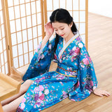 Kids Girls Novelty National Japan Kimono Traditional Yukata Dress Satin Silk Luxury Oriental Bath Robe with Obi Performance