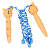 Kids Jump Rope Adjustable Cotton Braided Skipping Rope with Wooden Handle for Boys and Girls Fitness Training Fun Toy