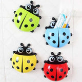 Kids Ladybird Toothbrush Holder Baby Cute Animal Toothpaste Organizer Stand Wall Mounted Suction Cup Toothbrush Container Rack