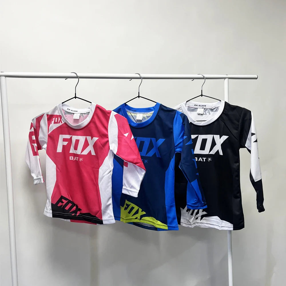 Kids Motocross Jersey Downhill Cycling Jerseys MTB BAT Fox Mountain Bike Shirt Motorcycle Kids T-Shirt Cycling Clothing