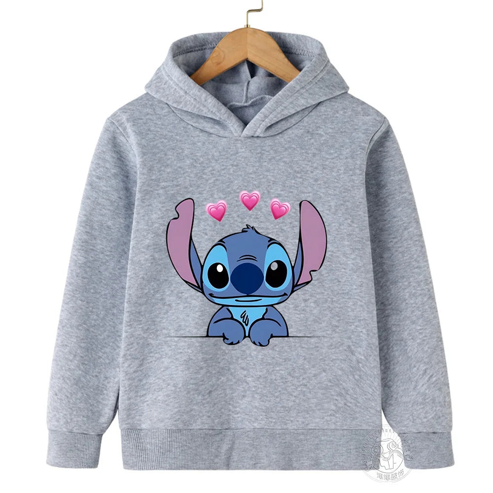 Kids Stitch Hoodies Spring Autumn Fashion Children Pullover Long Sleeves Cotton Sweatshirts Printing Boys Girls Stitch Tops