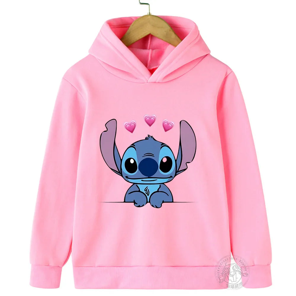 Kids Stitch Hoodies Spring Autumn Fashion Children Pullover Long Sleeves Cotton Sweatshirts Printing Boys Girls Stitch Tops