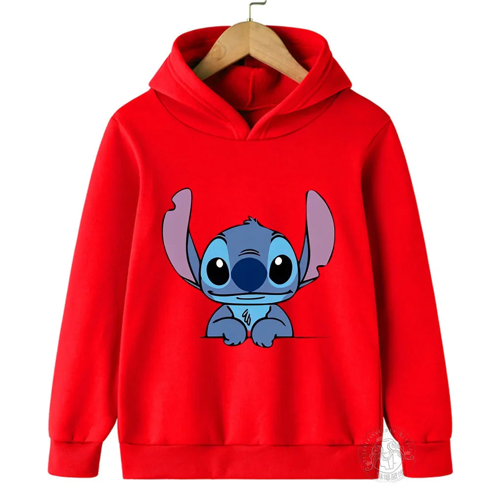 Kids Stitch Hoodies Spring Autumn Fashion Children Pullover Long Sleeves Cotton Sweatshirts Printing Boys Girls Stitch Tops