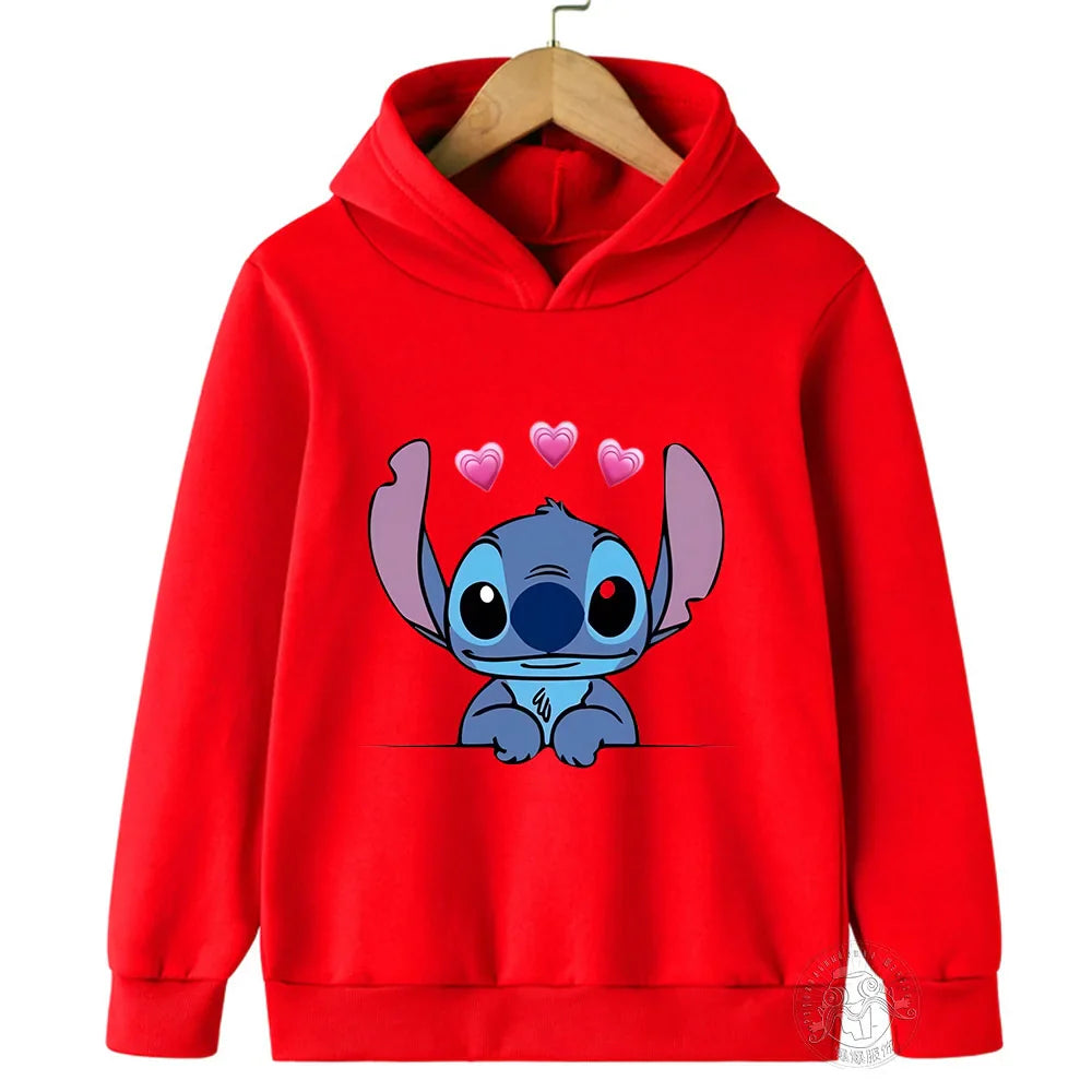 Kids Stitch Hoodies Spring Autumn Fashion Children Pullover Long Sleeves Cotton Sweatshirts Printing Boys Girls Stitch Tops