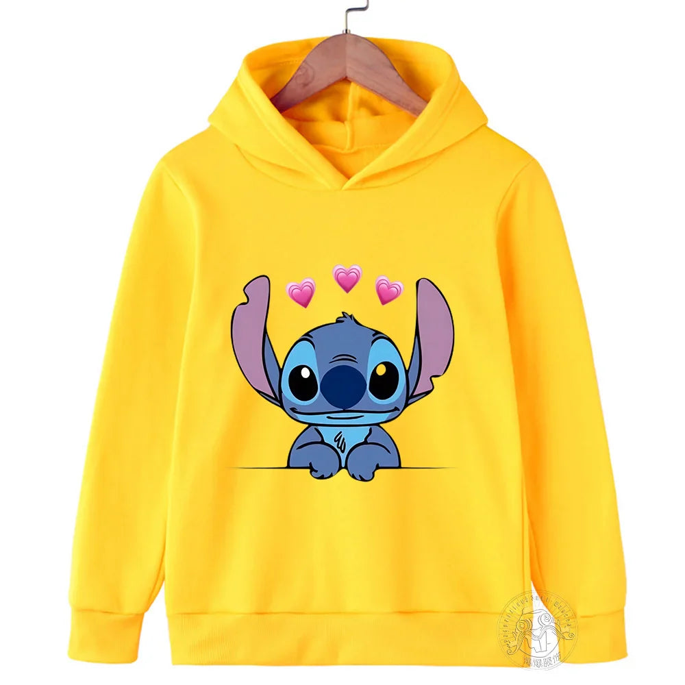 Kids Stitch Hoodies Spring Autumn Fashion Children Pullover Long Sleeves Cotton Sweatshirts Printing Boys Girls Stitch Tops