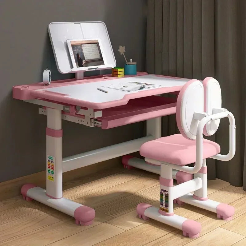 Kids' Table Chair Sets, Kids' Desks Chair, Height Adjustable Ergonomic Children Study Desk Table Computer Workstation