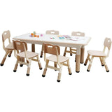 Kids Table and Chair Set, Toddler Table and Chair Set for Boys & Girls Age 2-12, Children Height Adjustable Table with 6 Seats