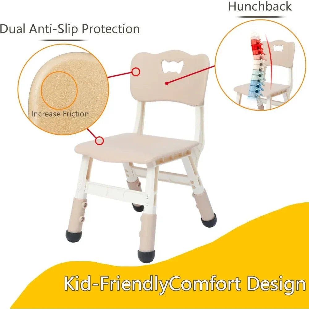 Kids Table and Chair Set, Toddler Table and Chair Set for Boys & Girls Age 2-12, Children Height Adjustable Table with 6 Seats
