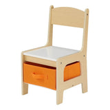 Kids Wooden Storage Table and Chairs Set, Natural Color, Melamine, 3 Piece, 3-7 Years Old Children Desk and Chair Set
