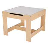 Kids Wooden Storage Table and Chairs Set, Natural Color, Melamine, 3 Piece, 3-7 Years Old Children Desk and Chair Set