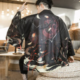 Kimono Man Japanese Clothes Yukata Male Samurai Costume Haori Obi Beach Men's Kimono Cardigan Japanese Streetwear Jacket 1001