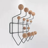 Kindergarten iron clothes rack with solid wood ball wall hanging clothes hook