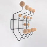 Kindergarten iron clothes rack with solid wood ball wall hanging clothes hook