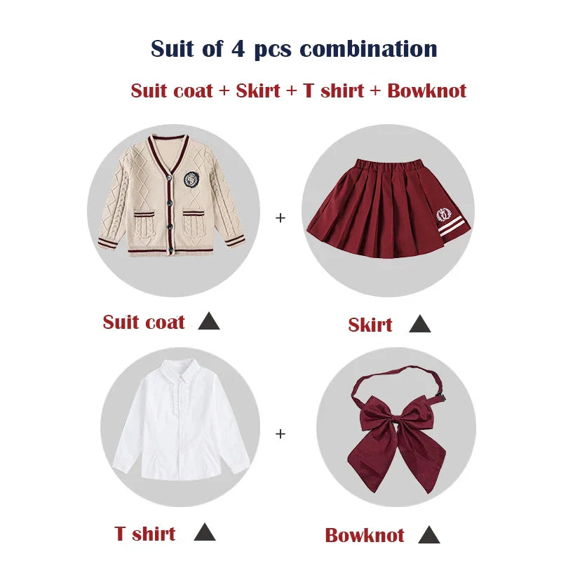 Kindergarten uniforms,autumn winter school clothes suit,children's clothes school uniforms,class uniform,English style knitwear.