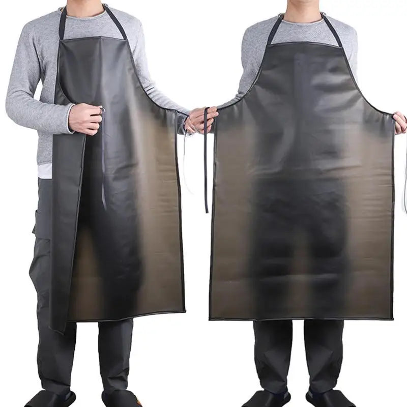 Kitchen Apron PVC Leather Waterproof Apron Anti Fouling Oil-proof Restaurant Cooking Chef Black Apron Kitchen Baking Accessories