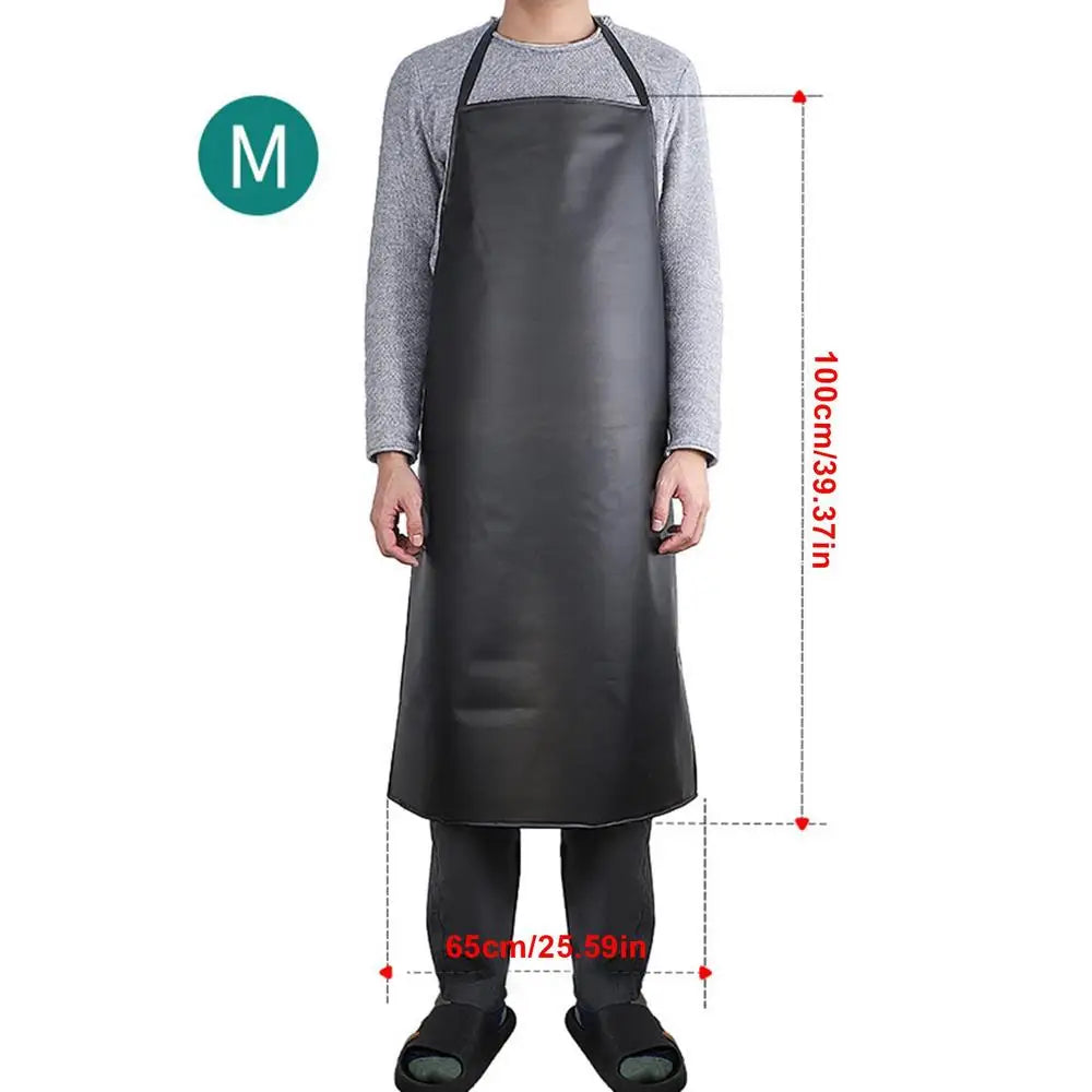 Kitchen Apron PVC Leather Waterproof Apron Anti Fouling Oil-proof Restaurant Cooking Chef Black Apron Kitchen Baking Accessories